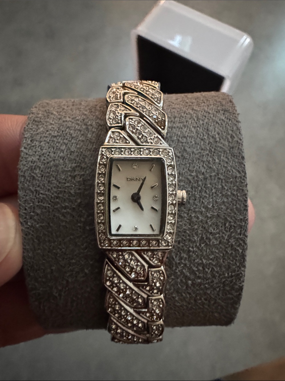 DKNY Silver-Tone Crystal Accent Bracelet Watch